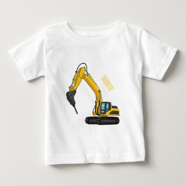 Camiseta De Bebé Ilustracion del personalizado de la excavadora de  (Anverso)