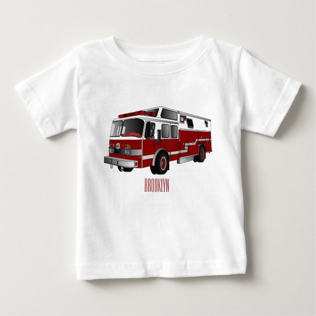 Camiseta De Bebé Ilustracion del personalizado del motor de fuego (Anverso)