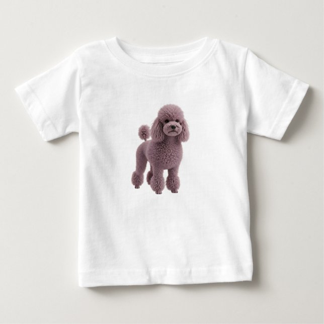 Camiseta De Bebé Ilustración Digital de Caniche Morado (Anverso)