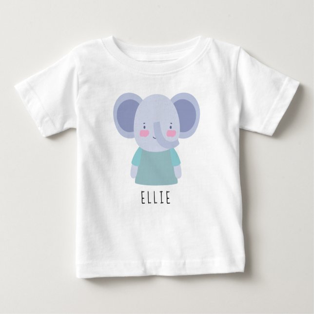 Camiseta De Bebé Ilustracion elefante lindo - Personalizable (Anverso)