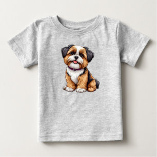 Camiseta De Bebé Ilustración encantadora de un perro lindo