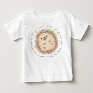 Camiseta De Bebé Ilustracion Hedgehog & Flowers