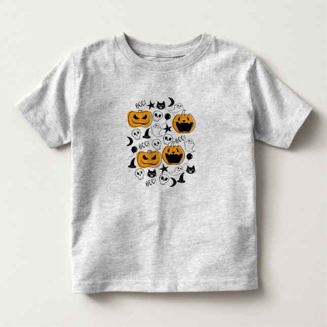 Camiseta De Bebé Ilustracion lindo de las criaturas de Halloween (Anverso)
