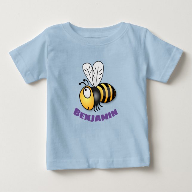 Camiseta De Bebé Ilustracion personalizado amarillo de abeja volado (Anverso)