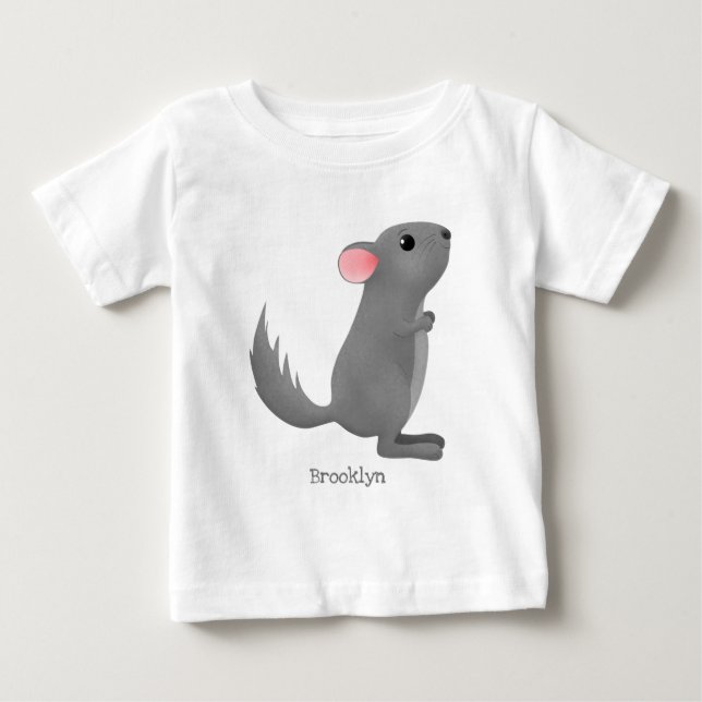 Camiseta De Bebé Ilustracion personalizado chinchilla gris suave (Anverso)