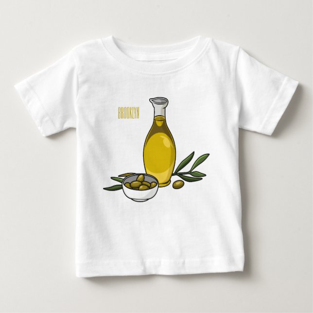 Camiseta De Bebé Ilustracion personalizado de aceite de oliva (Anverso)