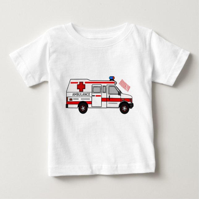 Camiseta De Bebé Ilustracion personalizado de ambulancia (Anverso)
