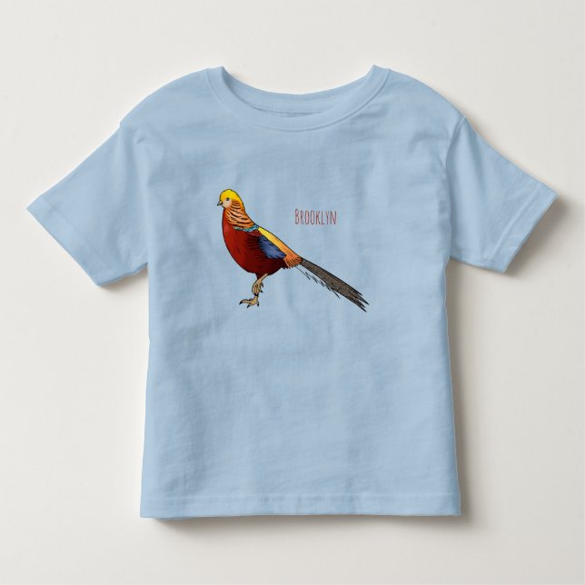 Camiseta De Bebé Ilustracion personalizado de aves de faisán dorado (Anverso)