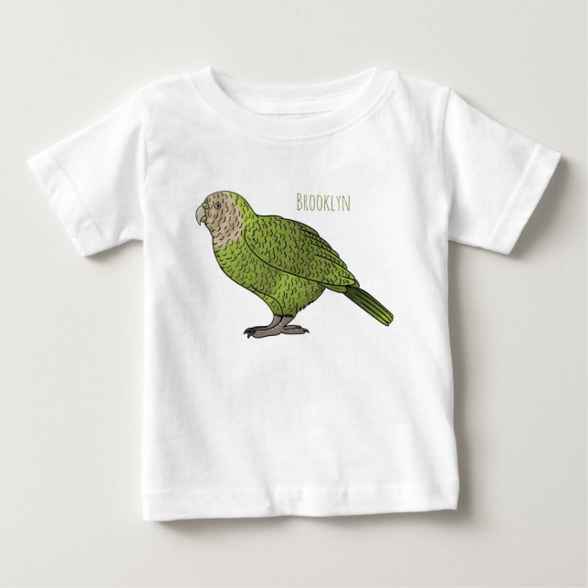 Camiseta De Bebé Ilustracion personalizado de aves Kakapo (Anverso)