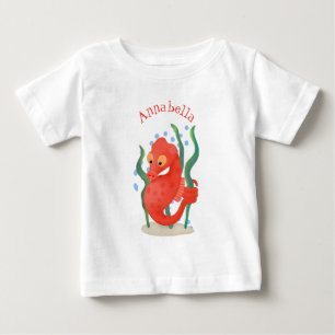 Camiseta De Bebé Ilustracion personalizado de caballito de mar rojo