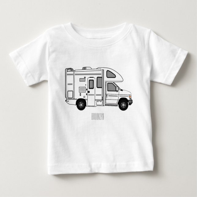 Camiseta De Bebé Ilustracion personalizado de Campervan (Anverso)