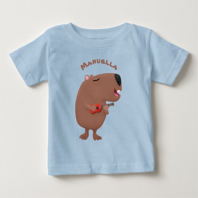 Camiseta De Bebé Ilustracion personalizado de capybara ukulele cant (Anverso)