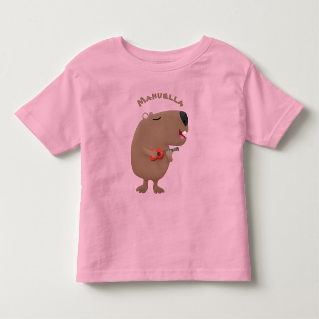 Camiseta De Bebé Ilustracion personalizado de capybara ukulele cant (Anverso)