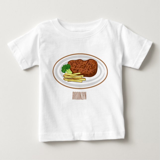 Camiseta De Bebé Ilustracion personalizado de carne (Anverso)