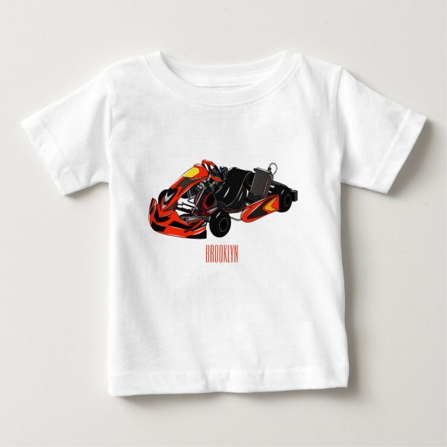 Camiseta De Bebé Ilustracion personalizado de carreras de Kart (Anverso)