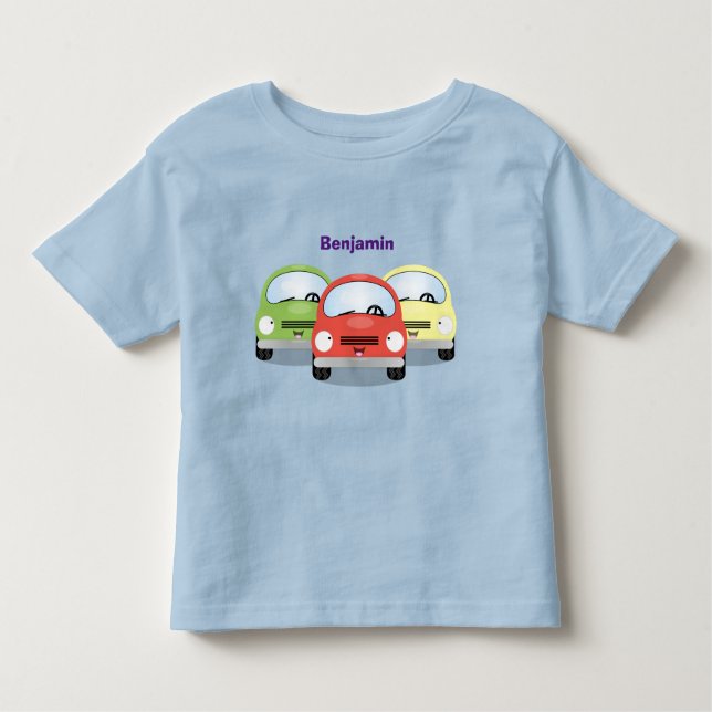 Camiseta De Bebé Ilustracion personalizado de coches Cute kawaii (Anverso)