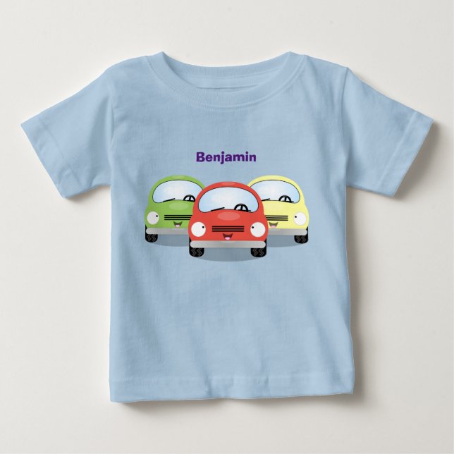 Camiseta De Bebé Ilustracion personalizado de coches Cute kawaii (Anverso)