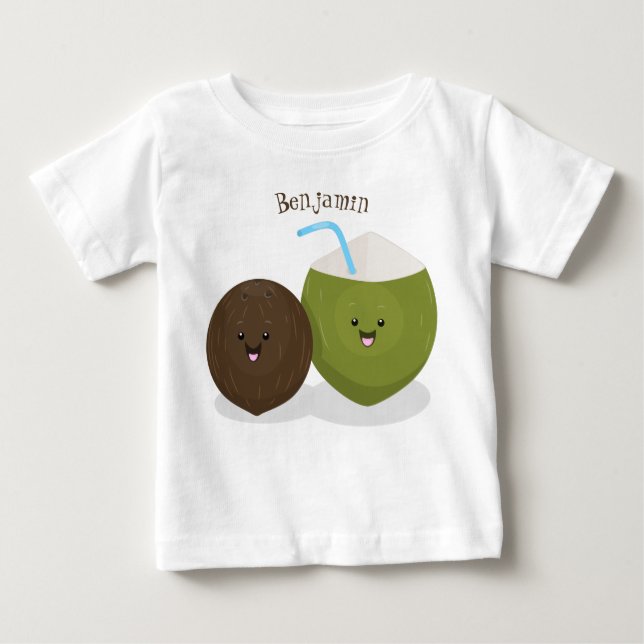 Camiseta De Bebé Ilustracion personalizado de cocos kawaii alegres (Anverso)