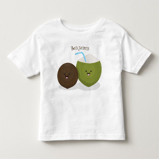 Camiseta De Bebé Ilustracion personalizado de cocos kawaii alegres (Anverso)