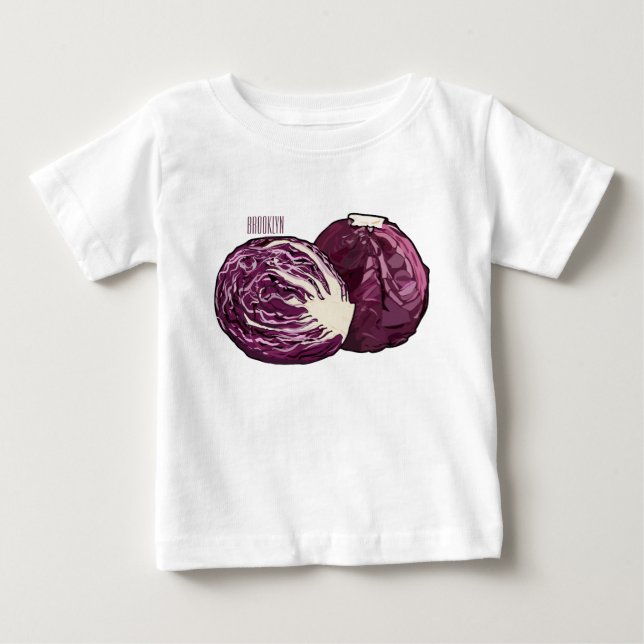 Camiseta De Bebé Ilustracion personalizado de col roja (Anverso)