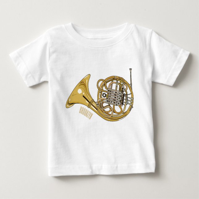 Camiseta De Bebé Ilustracion personalizado de cuerno francés (Anverso)