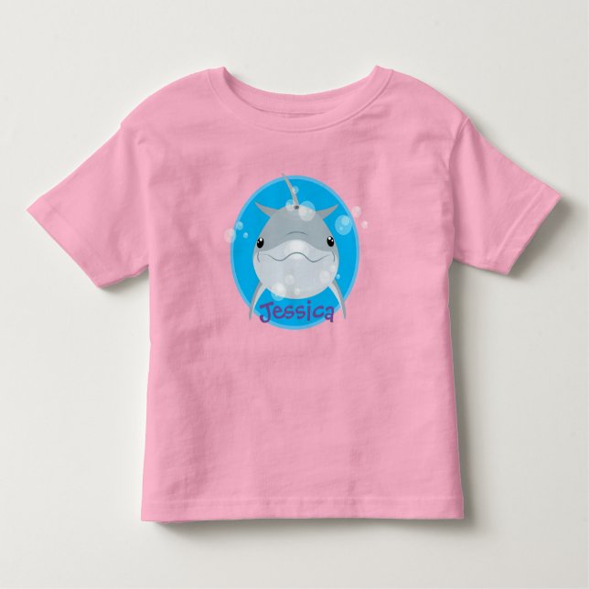 Camiseta De Bebé Ilustracion personalizado de delfines kawaii (Anverso)