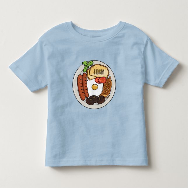 Camiseta De Bebé Ilustracion personalizado de desayuno inglés (Anverso)