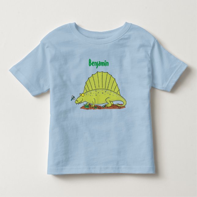 Camiseta De Bebé Ilustracion personalizado de dimetrodon verde lind (Anverso)