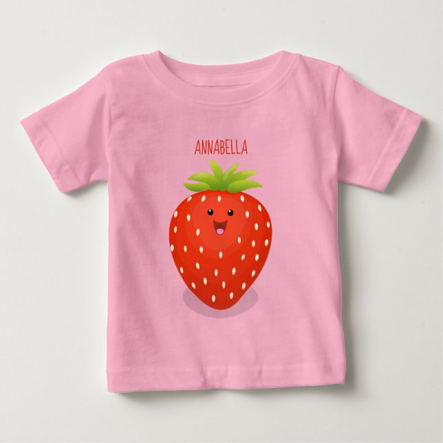 Camiseta De Bebé Ilustracion personalizado de fresa cute kawaii (Anverso)