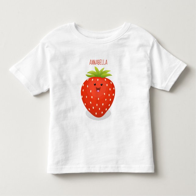 Camiseta De Bebé Ilustracion personalizado de fresa cute kawaii (Anverso)