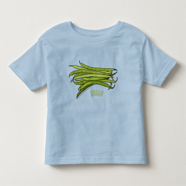 Camiseta De Bebé Ilustracion personalizado de frijol verde (Anverso)