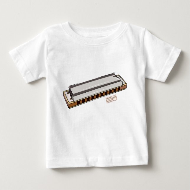 Camiseta De Bebé Ilustracion personalizado de Harmonica (Anverso)