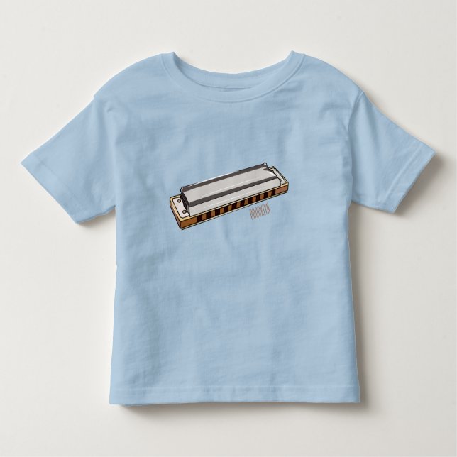 Camiseta De Bebé Ilustracion personalizado de Harmonica (Anverso)