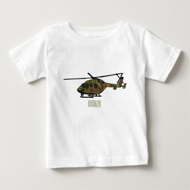 Camiseta De Bebé Ilustracion personalizado de helicópteros del ejér (Anverso)