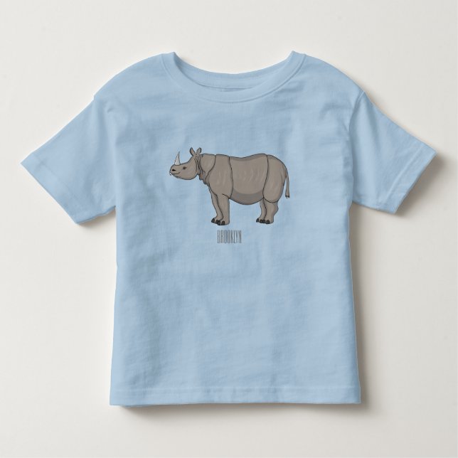 Camiseta De Bebé Ilustracion personalizado de Javan rhinoceros (Anverso)