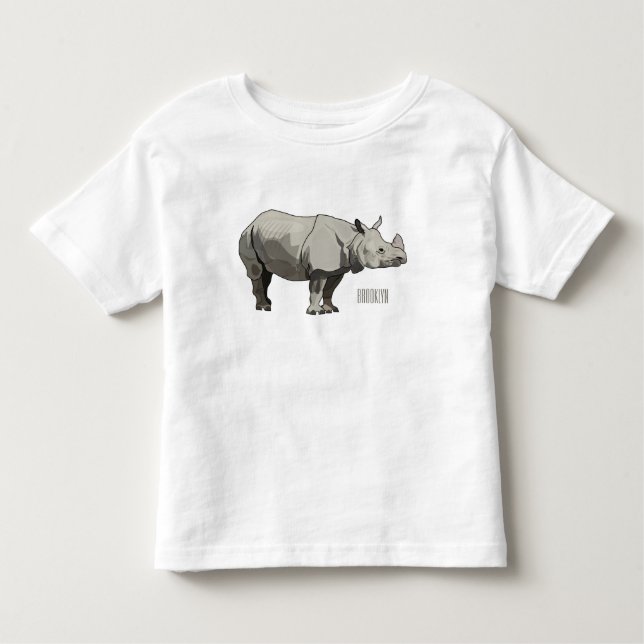 Camiseta De Bebé Ilustracion personalizado de Javan rhinoceros (Anverso)