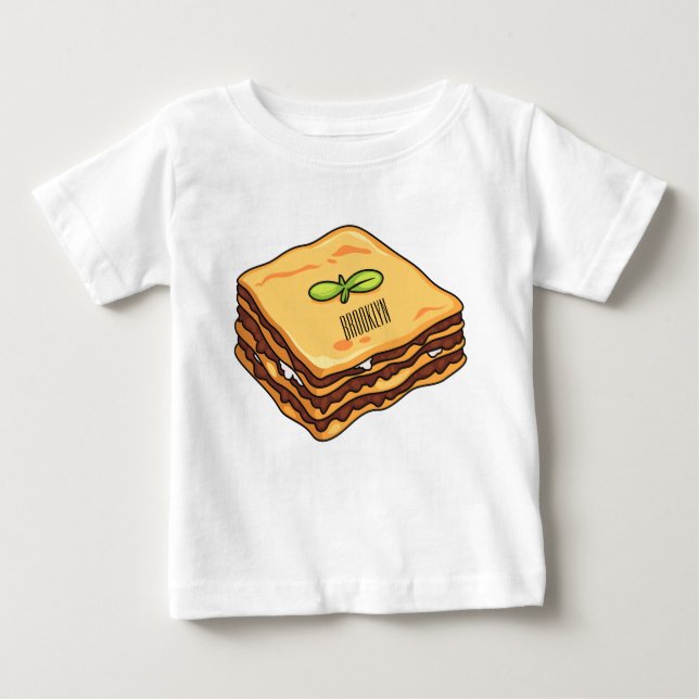 Camiseta De Bebé Ilustracion personalizado de Lasagna (Anverso)