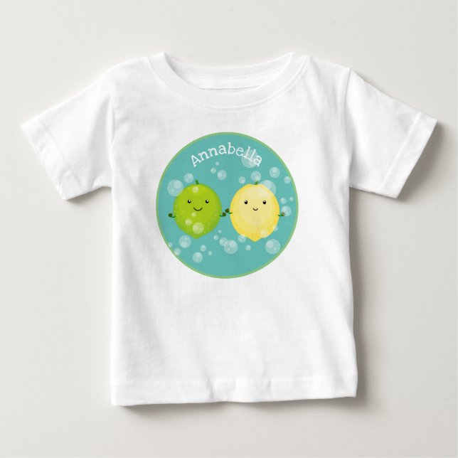 Camiseta De Bebé Ilustracion personalizado de lima de limón feliz (Anverso)