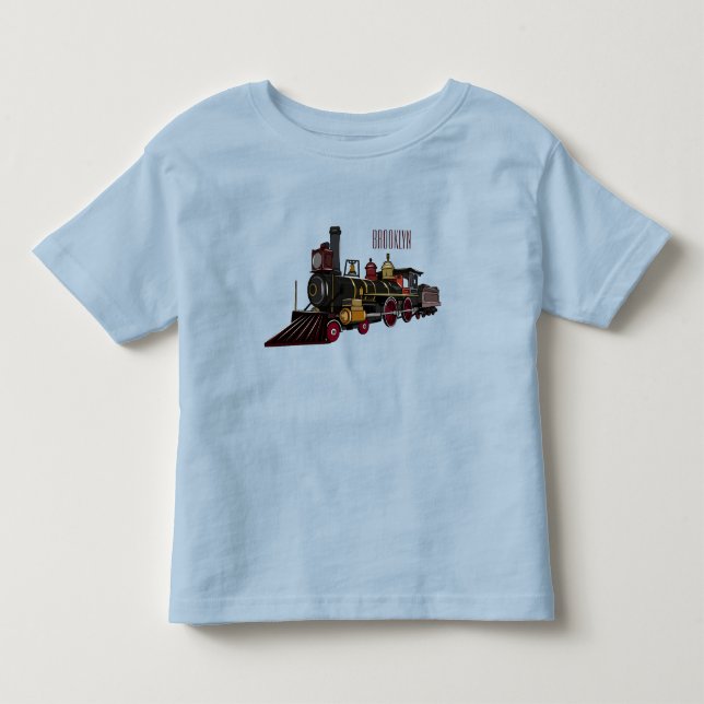 Camiseta De Bebé Ilustracion personalizado de locomotora de vapor (Anverso)