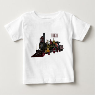Camiseta De Bebé Ilustracion personalizado de locomotora de vapor