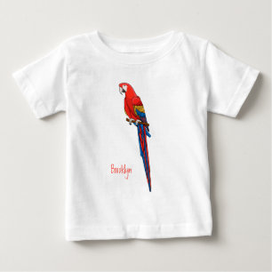 Camiseta De Bebé Ilustracion personalizado de loro de macao escarla