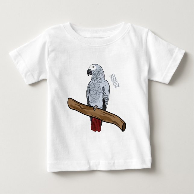 Camiseta De Bebé Ilustracion personalizado de loro gris africano (Anverso)