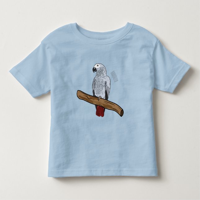 Camiseta De Bebé Ilustracion personalizado de loro gris africano (Anverso)