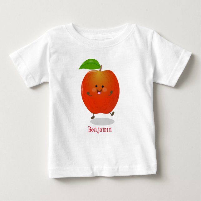 Camiseta De Bebé Ilustracion personalizado de manzana bailando a la (Anverso)