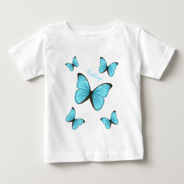 Camiseta De Bebé Ilustracion personalizado de mariposas morfo (Anverso)