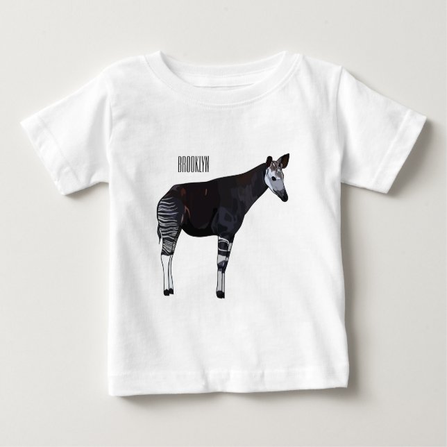 Camiseta De Bebé Ilustracion personalizado de Okapi (Anverso)