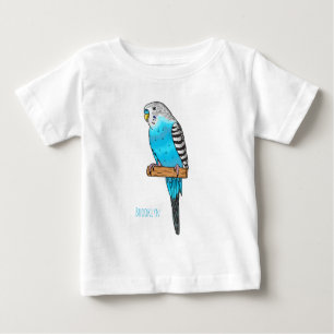 Camiseta De Bebé Ilustracion personalizado de pájaro budgerigar azu