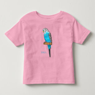 Camiseta De Bebé Ilustracion personalizado de pájaro budgerigar azu