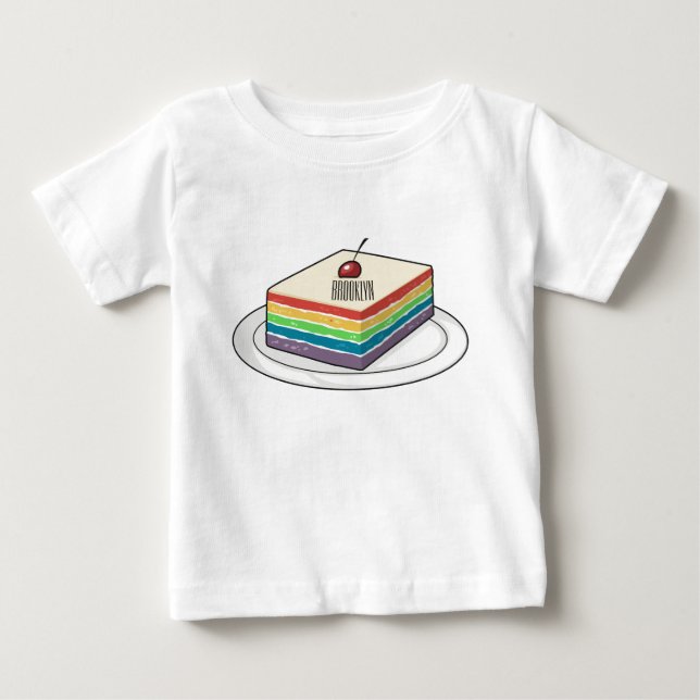 Camiseta De Bebé Ilustracion personalizado de pastel de arcoiris (Anverso)