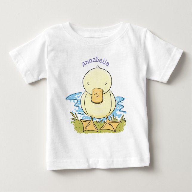 Camiseta De Bebé Ilustracion personalizado de pato amarillo (Anverso)